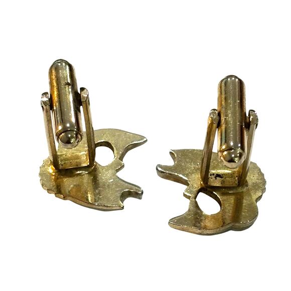 Vintage Mid Century Goldtone Cufflinks Swordfish Fishing Novelty Jewelry for Man - Picture 4 of 5